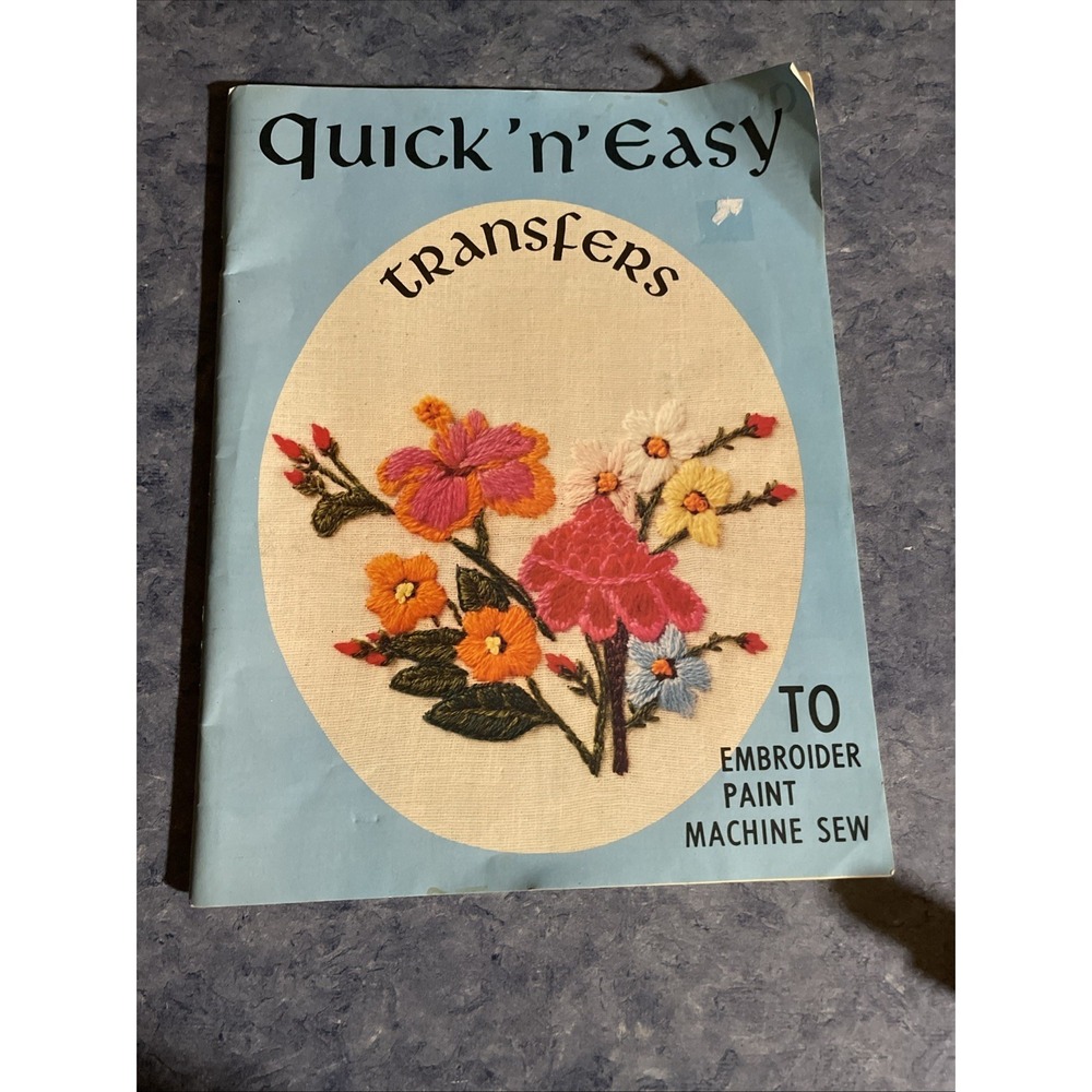 Graphic Enterprises 150++ IRON-ON TRANSFERS Embroider Paint booklet 1977